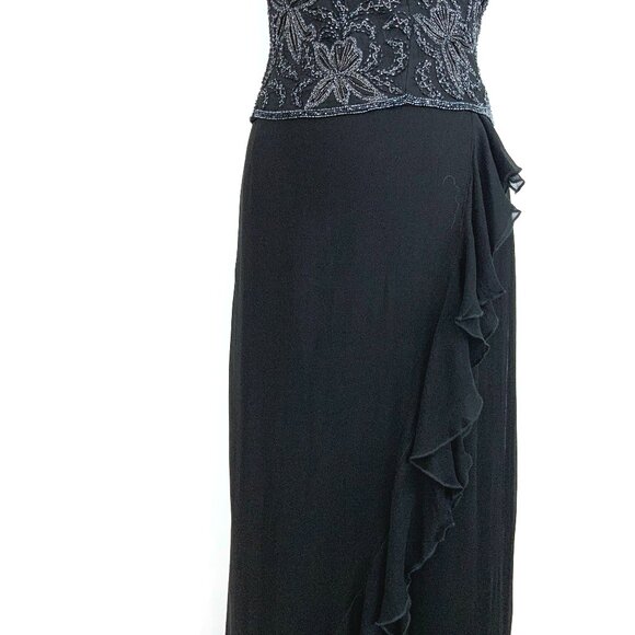 A.B.S Dresses & Skirts - Vintage A.B.S. by Allen Schwartz Black Maxi Wrap Skirt Cascading Ruffles Sz 12